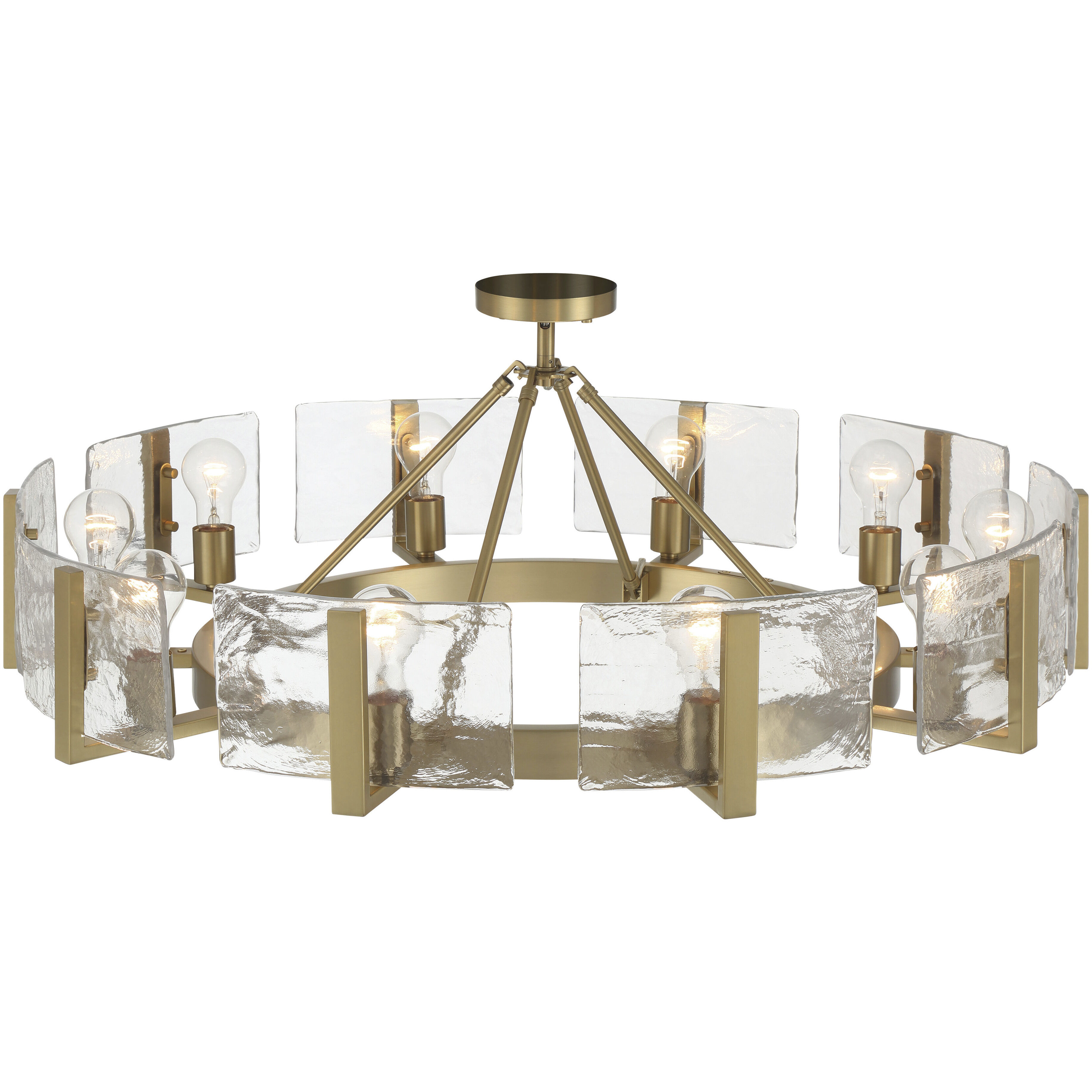 Aenon 10 Light 36 inch Brushed Champagne Brass Semi-Flush Mount Ceiling Light