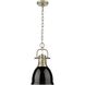 Duncan 1 Light 8.88 inch Aged Brass Pendant Ceiling Light in Black, Small