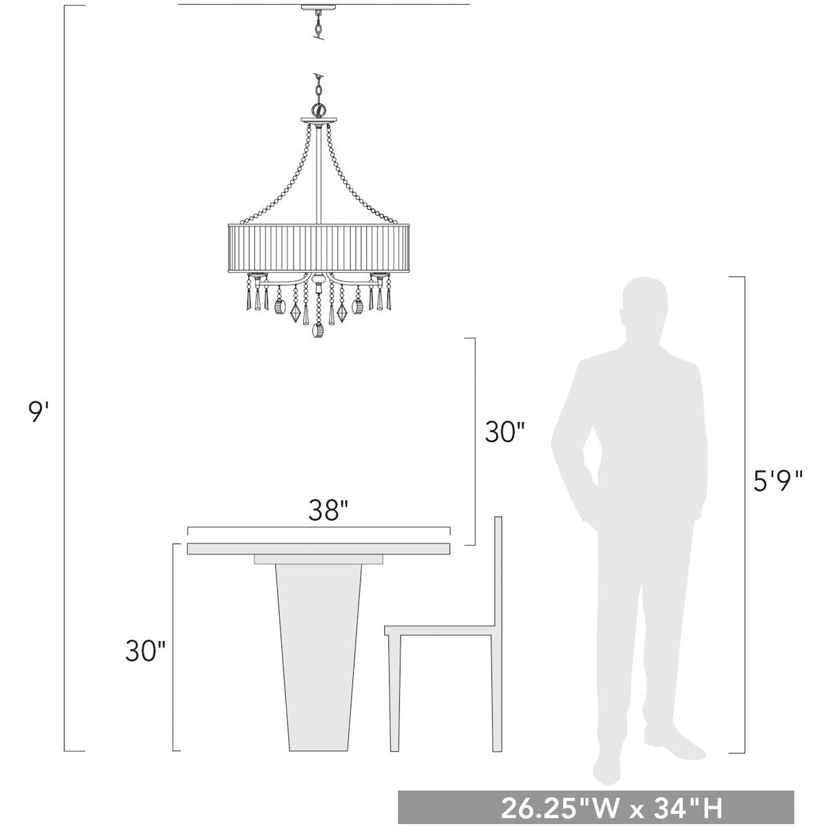 Golden Lighting 8981 5 GRM Echelon 5 Light 26 inch Chrome Chandelier Ceiling Light in Tuxedo