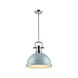 Duncan 1 Light 14 inch Chrome Pendant Ceiling Light in Seafoam, Large