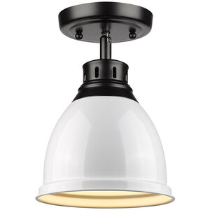 Duncan 1 Light 9 inch Matte Black Flush Mount Ceiling Light in White, Damp