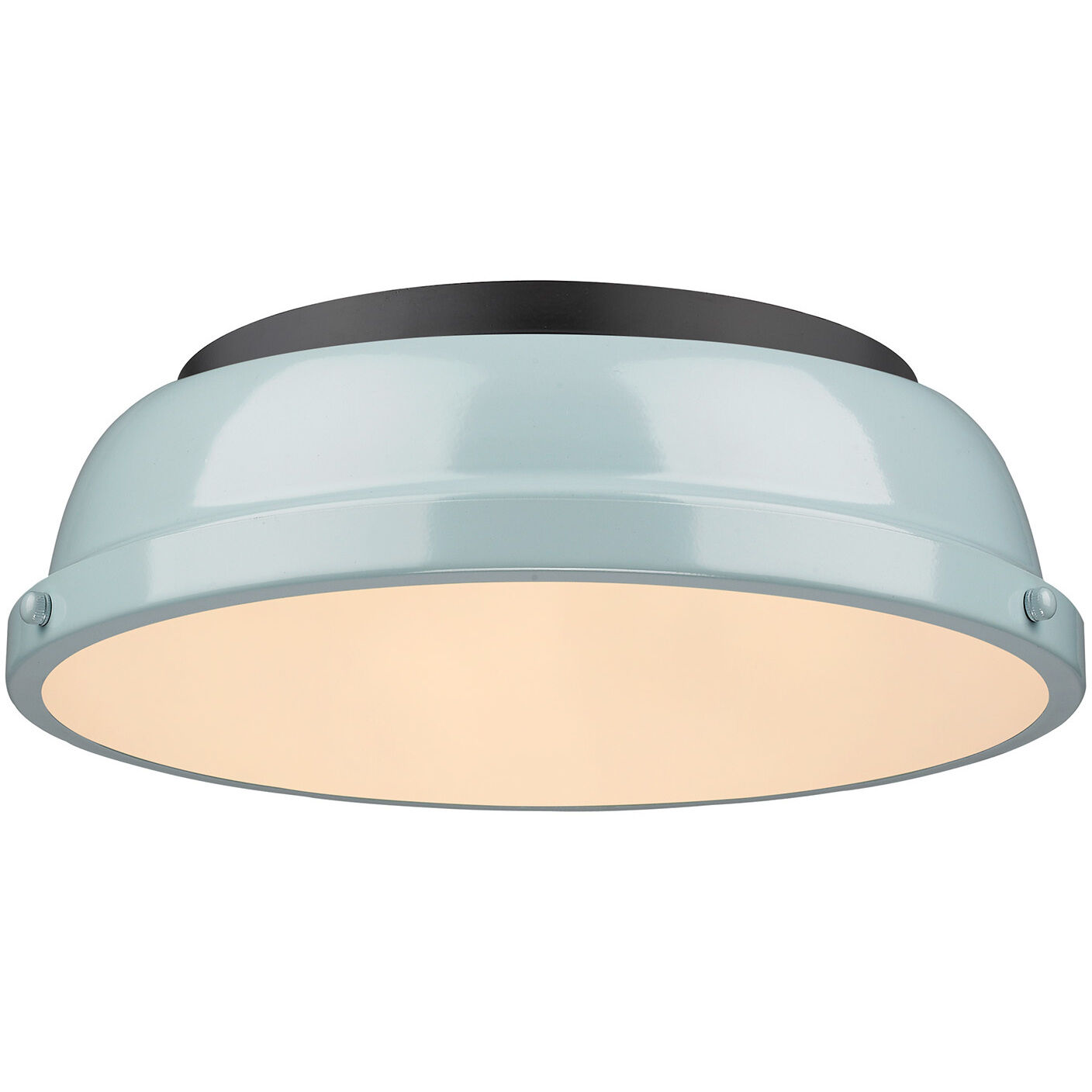 Yep Duncan 2 Light 14 inch Matte Black Flush Mount Ceiling Light in Seafoam, Damp