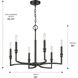 Ellyn 6 Light 25 inch Matte Black Chandelier Ceiling Light