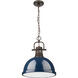Duncan 1 Light 14 inch Rubbed Bronze Pendant Ceiling Light in Navy