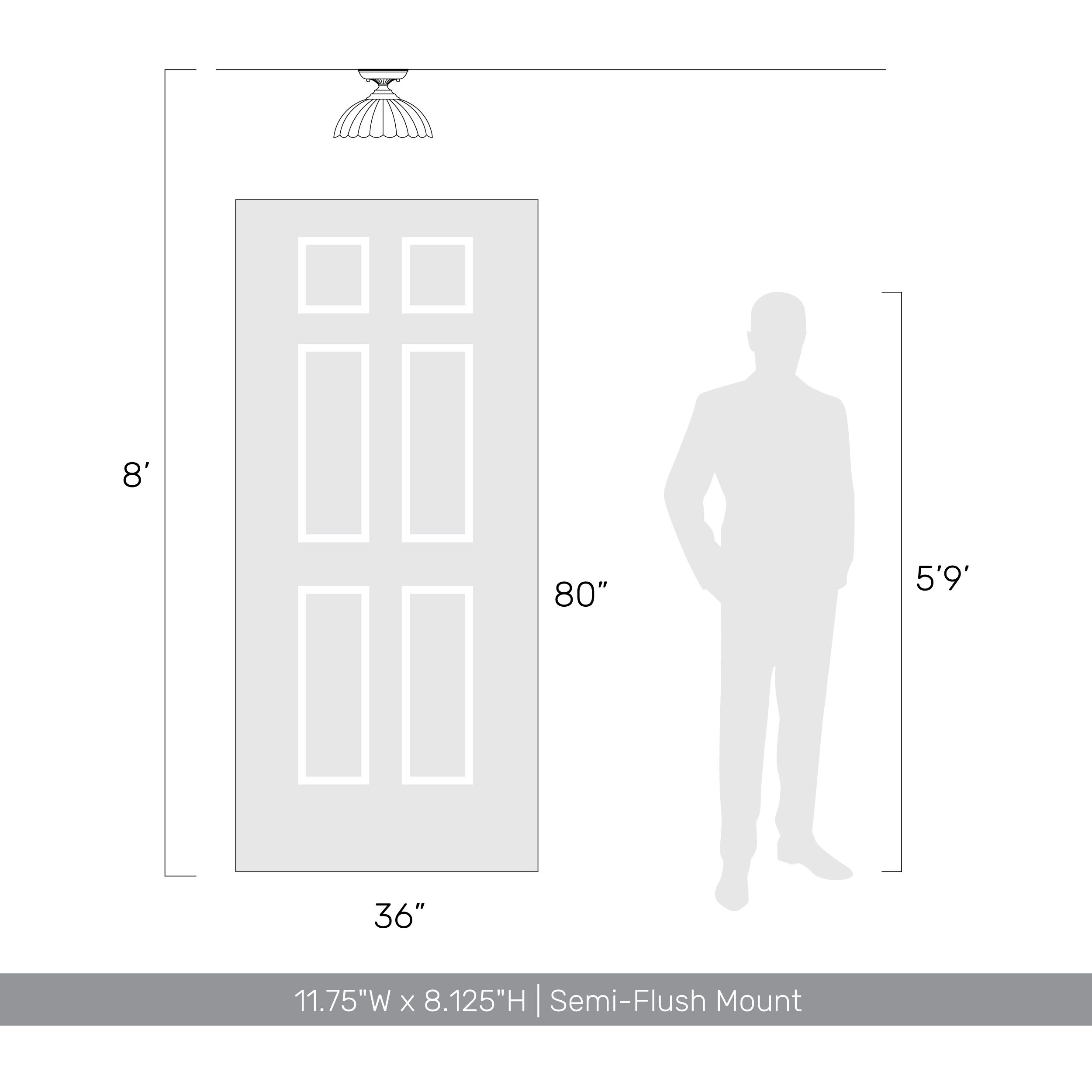 Audra 1 Light 6.88 inch Matte Black Semi-Flush Mount Ceiling Light