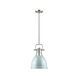 Duncan 1 Light 9 inch Pewter Mini Pendant Ceiling Light in Seafoam, Small