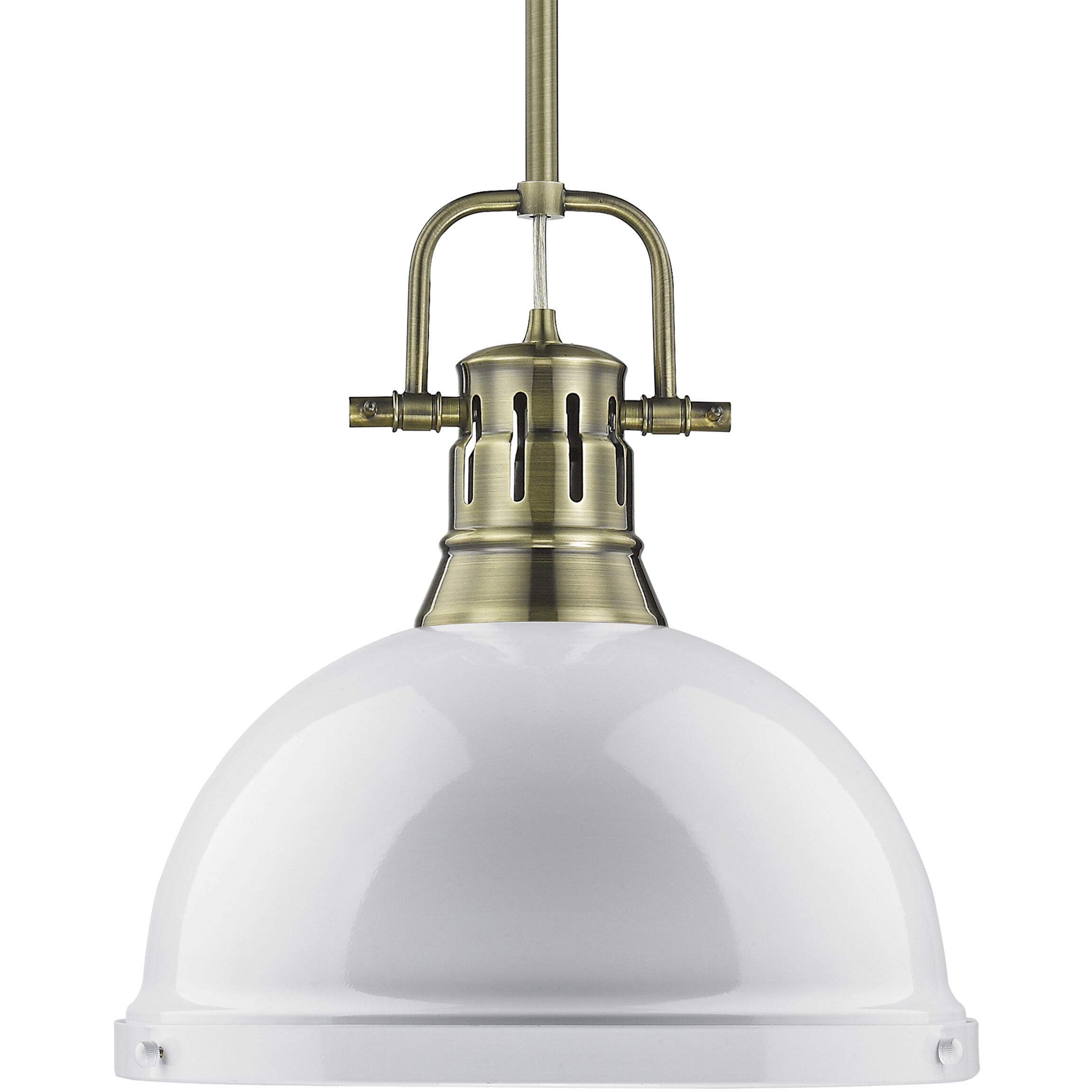 Yep Duncan 1 Light 14 inch Aged Brass Pendant Ceiling Light in White, Large