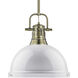 Yep Duncan 1 Light 14 inch Aged Brass Pendant Ceiling Light in White, Large
