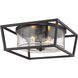 Mercer 2 Light 15 inch Matte Black Flush Mount Ceiling Light in Matte Black/Matte Black, Damp