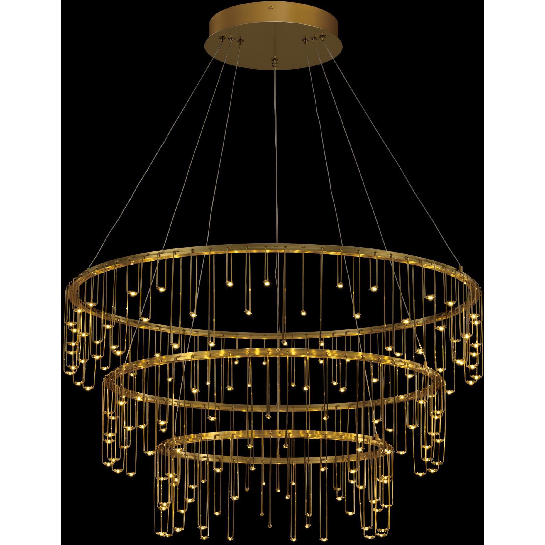 Lucerna 31.5 inch 64.80 watt Stainless Steel Gold Chandelier Ceiling Light, 3 Tier