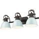 Duncan 3 Light 24.5 inch Rubbed Bronze Vanity Light Wall Light in Seafoam