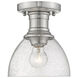 Hines 1 Light 6.88 inch Pewter Semi-flush Ceiling Light in Seeded Glass