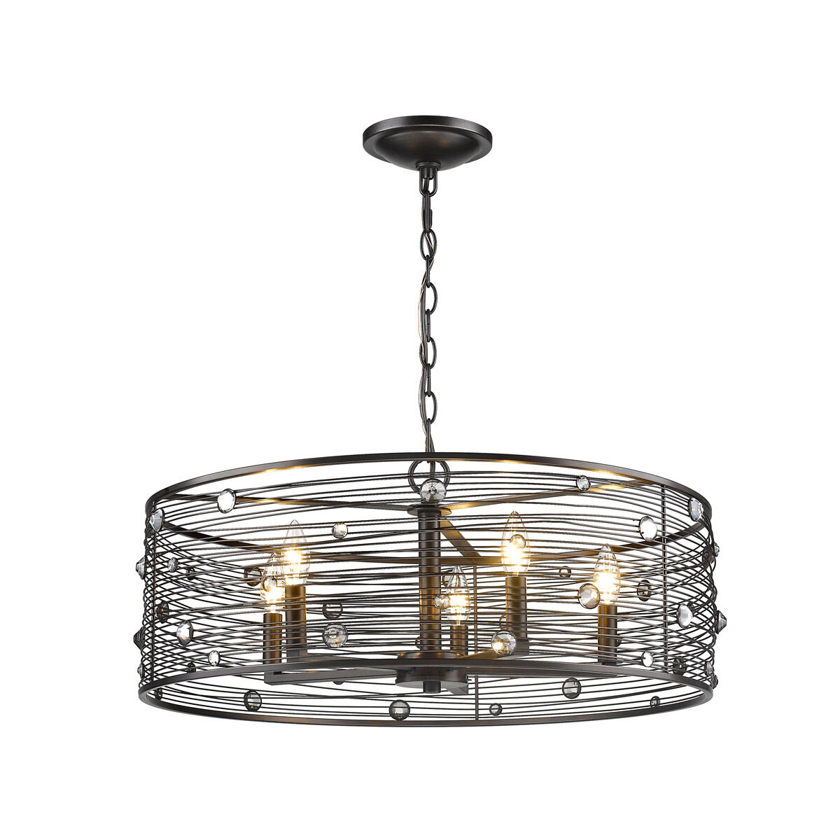 Bijoux 5 Light 26 inch Brushed Etruscan Bronze Chandelier Ceiling Light