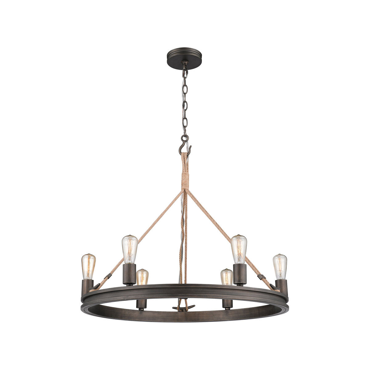 Chatham 6 Light 27 inch Gunmetal Bronze Chandelier Ceiling Light