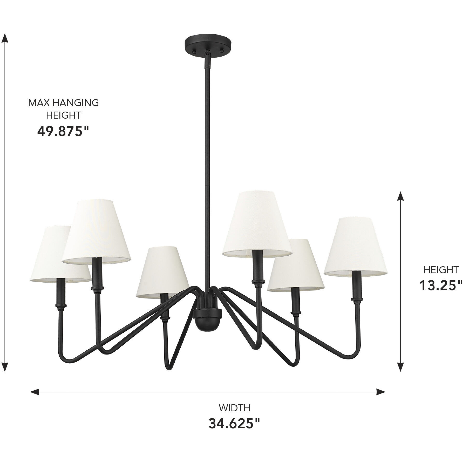 Yep Kennedy 6 Light 29.75 inch Natural Black Chandelier Ceiling Light in Ivory Linen