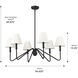 Yep Kennedy 6 Light 29.75 inch Natural Black Chandelier Ceiling Light in Ivory Linen