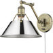 Yep Orwell 1 Light 10 inch Aged Brass Swing Arm Wall Lamp Wall Light in Chrome, Adjustable