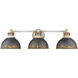 Kinsley 3 Light 29 inch Aged Galvanized Steel Bath Vanity Wall Light in Antique Black Iron