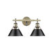 Orwell 2 Light 18 inch Aged Brass Bath Vanity Wall Light in Matte Black