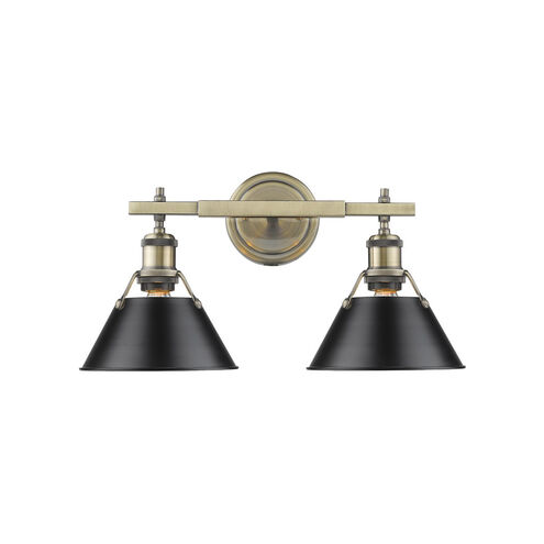 Orwell 2 Light 18 inch Aged Brass Bath Vanity Wall Light in Matte Black