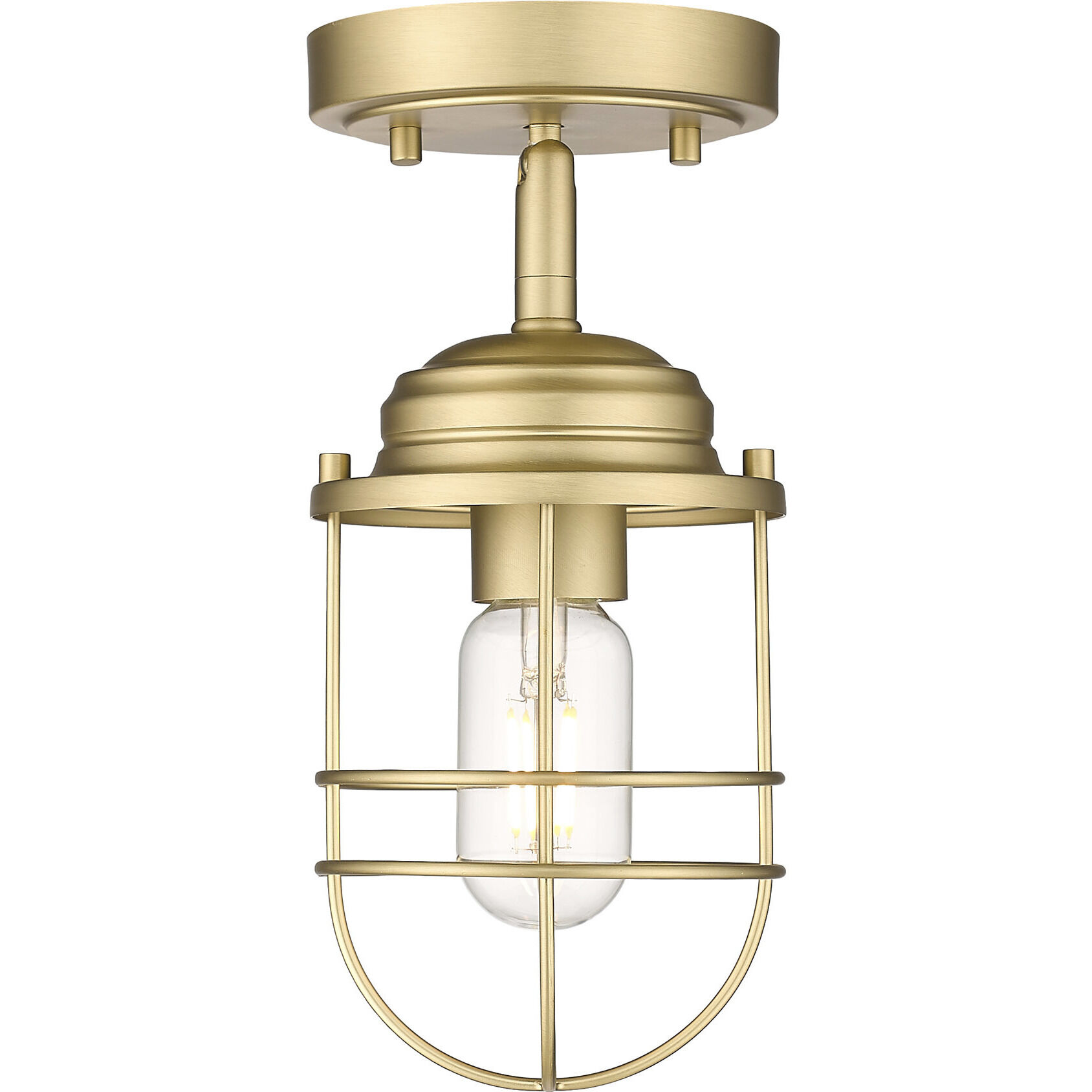 Seaport 1 Light 4.63 inch Brushed Champagne Brass Semi-Flush Mount Ceiling Light