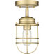 Seaport 1 Light 4.63 inch Brushed Champagne Brass Semi-Flush Mount Ceiling Light