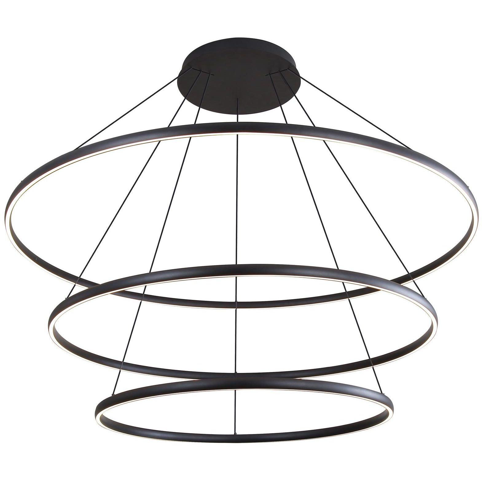Veritas 59 inch 80.00 watt Sand Black Chandelier Ceiling Light, 3 Tier