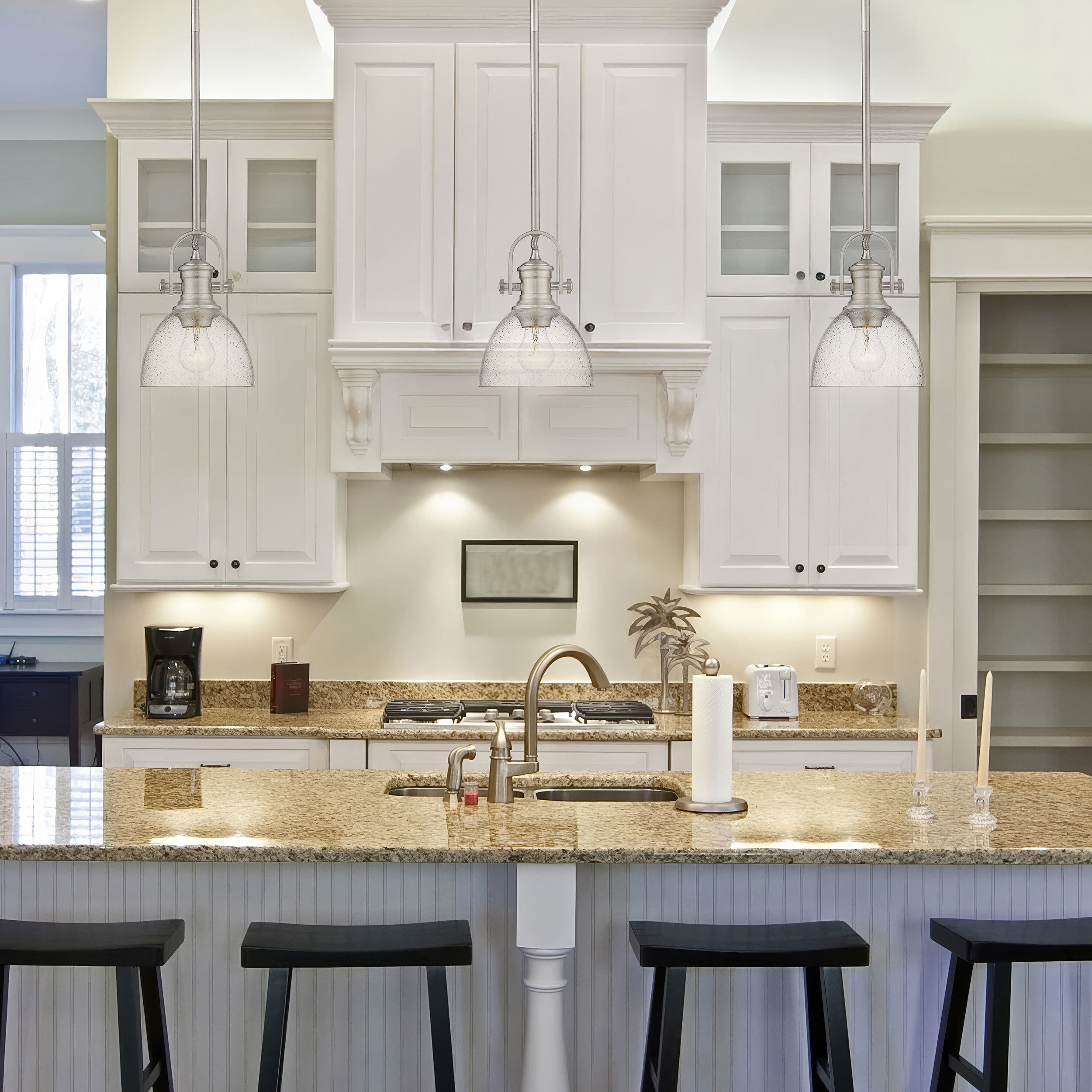 Yep Hines 1 Light 6.88 inch Pewter Pendant Ceiling Light in Seeded Glass