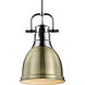 Duncan 1 Light 8.88 inch Chrome Pendant Ceiling Light in Aged Brass, Small