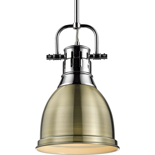 Duncan 1 Light 8.88 inch Chrome Pendant Ceiling Light in Aged Brass, Small
