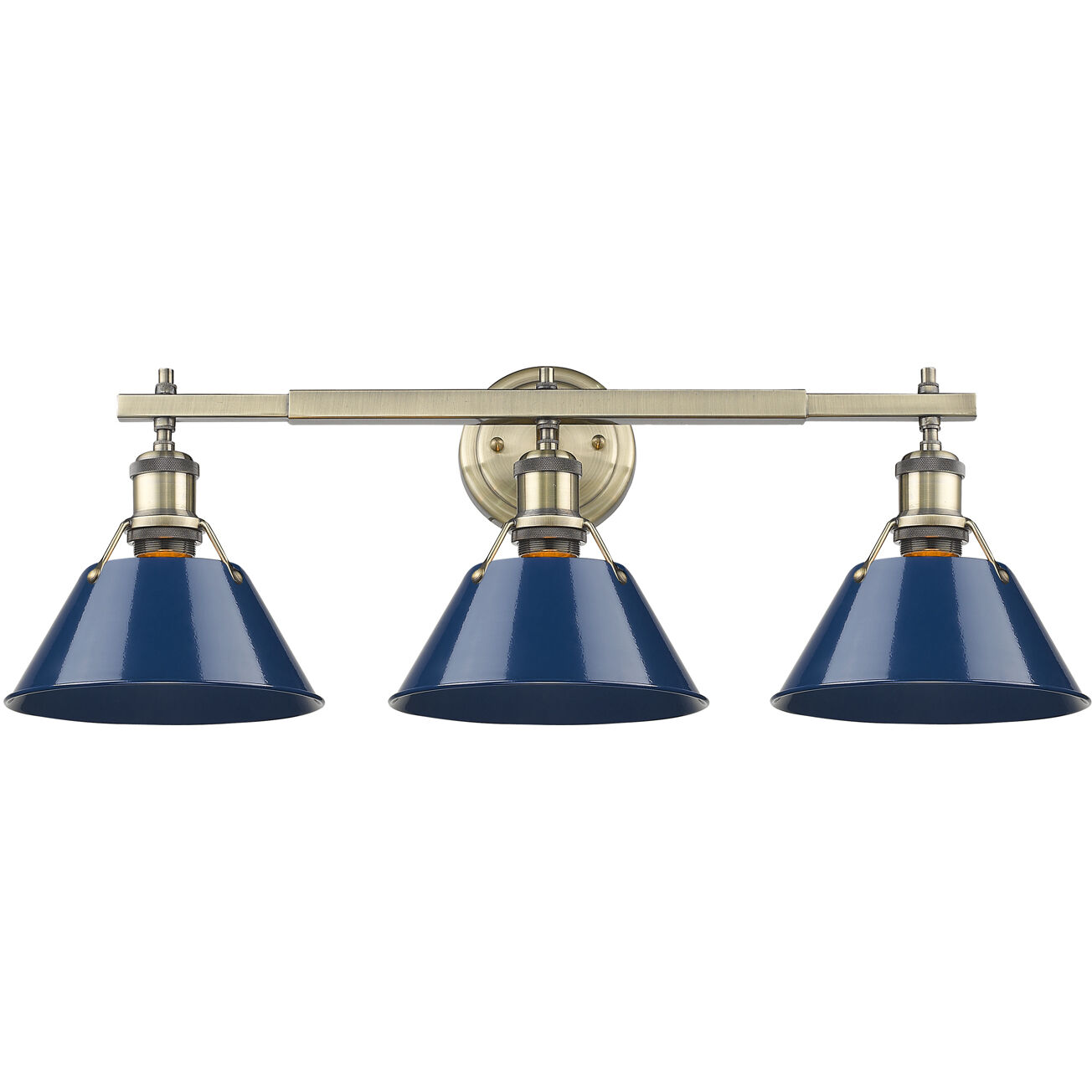 Yep Orwell Vanity Wall Light in Aged Brass, Navy