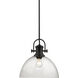 Yep Hines 1 Light 13.5 inch Matte Black Pendant Ceiling Light in Seeded Glass, Large