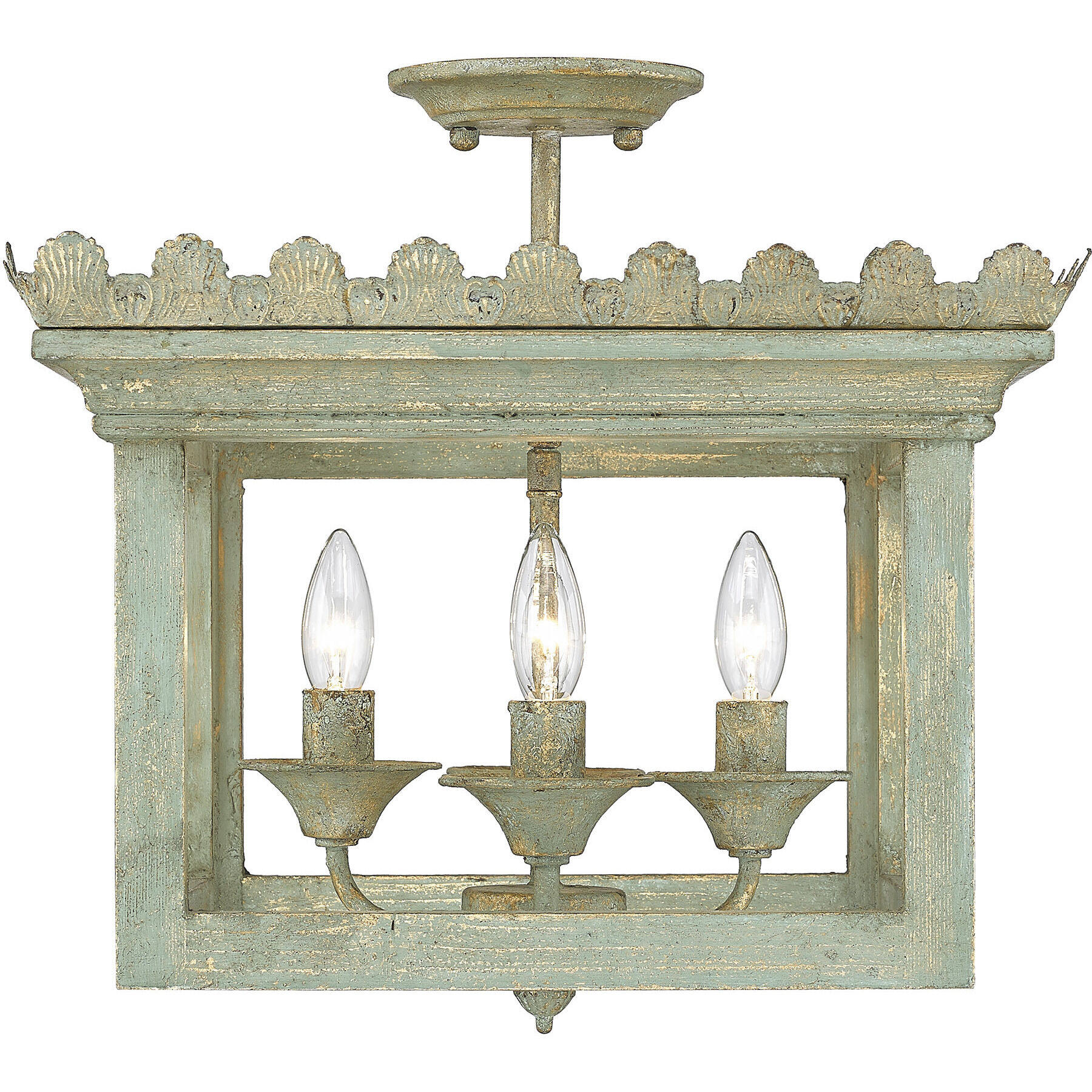 Finley 4 Light 16.5 inch Vintage Sage Semi-Flush Mount Ceiling Light