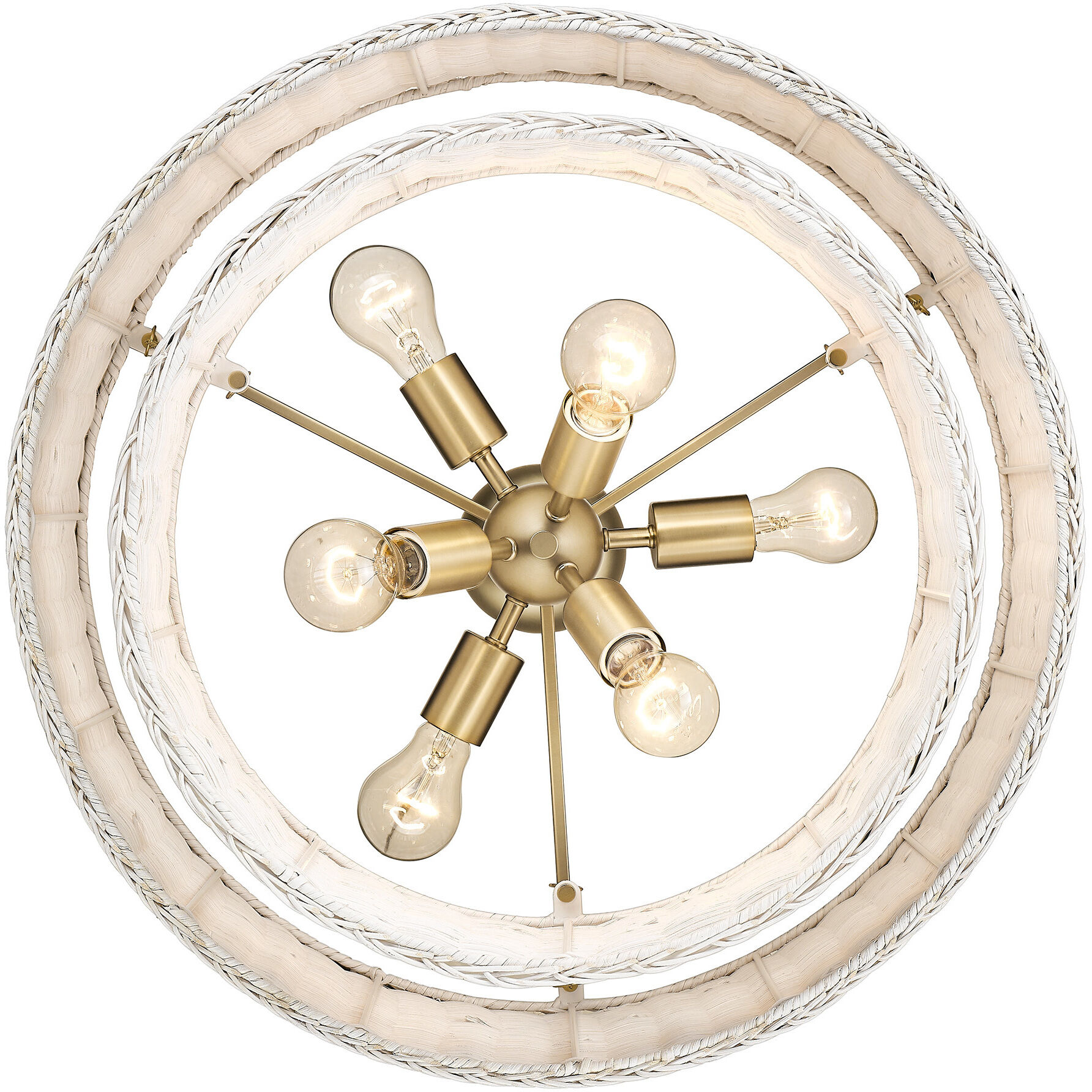 Erma 6 Light 22.38 inch Brushed Champagne Brass Chandelier Ceiling Light