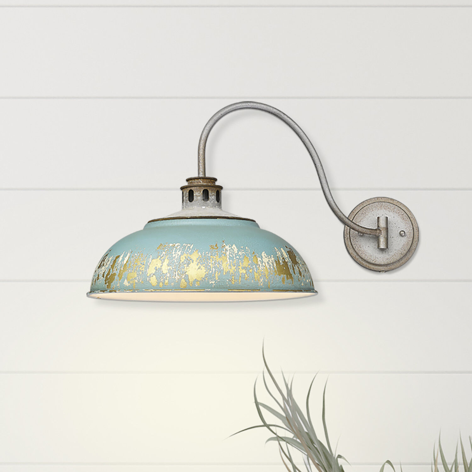 Kinsley 1 Light 14 inch Aged Galvanized Steel Swing Arm Wall Lamp Wall Light in Antique Teal