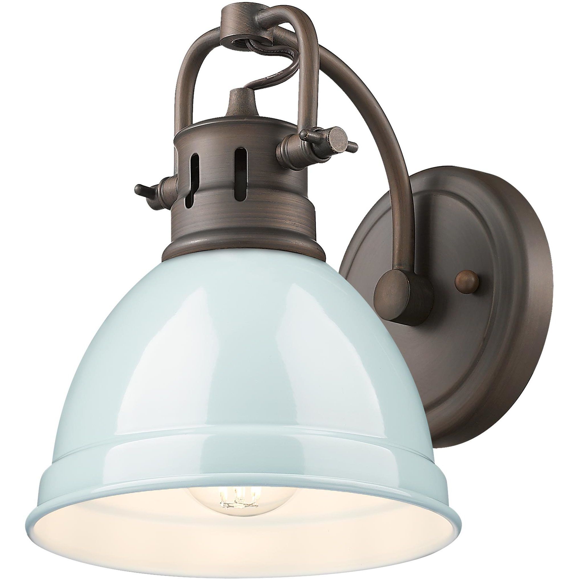 Yep Duncan Vanity Wall Light in Rubbed Bronze, Seafoam