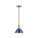 Orwell 1 Light 7.5 inch Aged Brass Mini Pendant Ceiling Light in Navy, Small