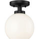 Galveston 1 Light 7.25 inch Matte Black Flush Mount Ceiling Light in Vintage Milk Glass