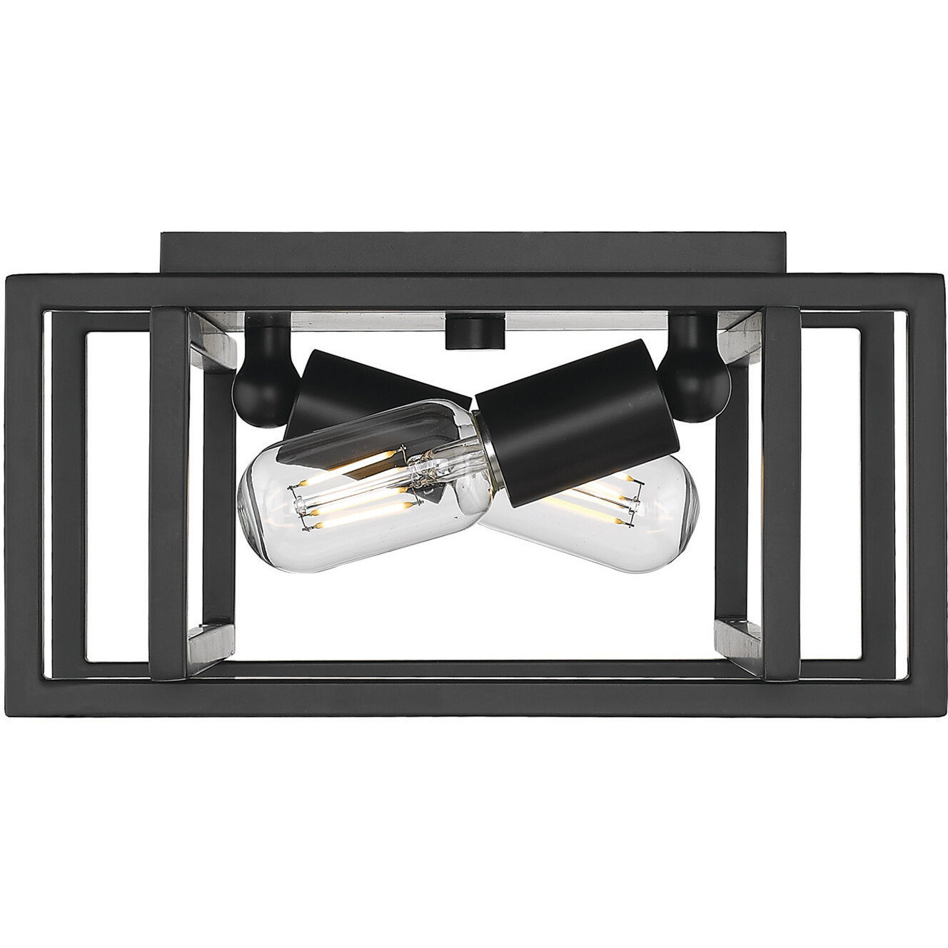 Tribeca 2 Light 11.5 inch Matte Black Flush Mount Ceiling Light, Damp