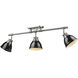 Yep Duncan 3 Light 35.38 inch Pewter Semi-Flush Mount Ceiling Light in Black, Track Light