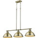 Duncan 3 Light 40 inch Aged Brass Linear Pendant Ceiling Light