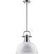 Yep Duncan 1 Light 14 inch Chrome Pendant Ceiling Light in White, Large