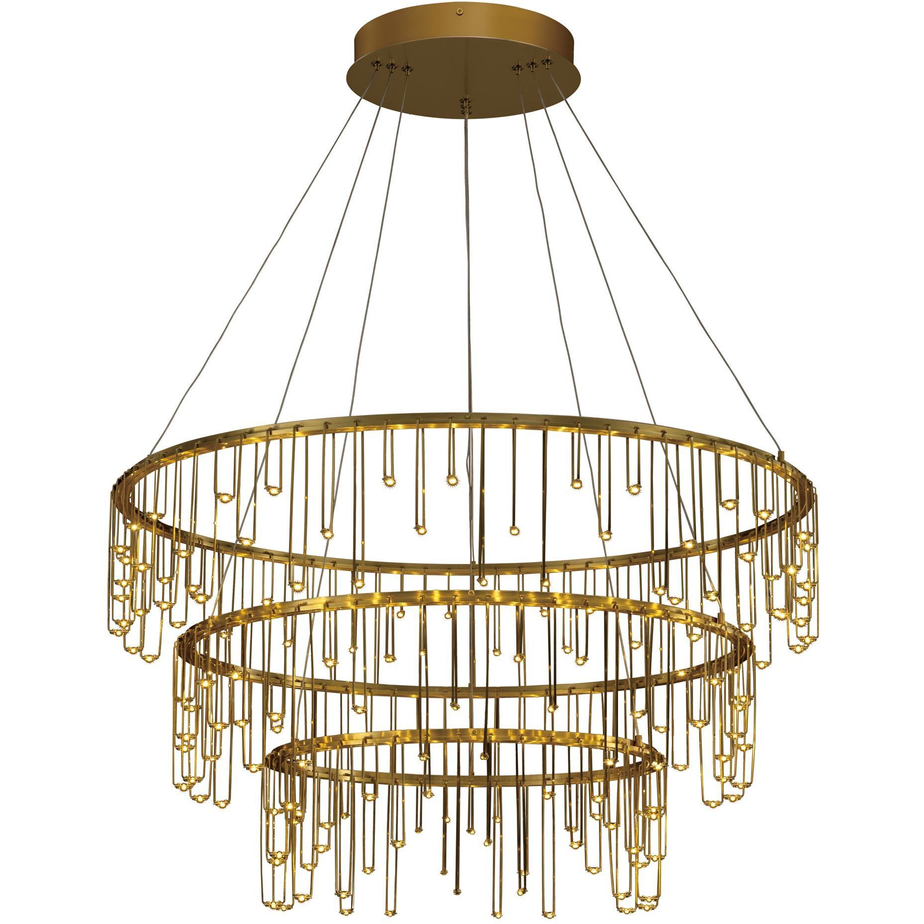 Lucerna 31.5 inch 64.80 watt Stainless Steel Gold Chandelier Ceiling Light, 3 Tier