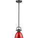 Duncan 1 Light 7 inch Matte Black Mini Pendant Ceiling Light in Red