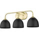 Yep Zoey Vanity Wall Light in Olympic Gold, Matte Black