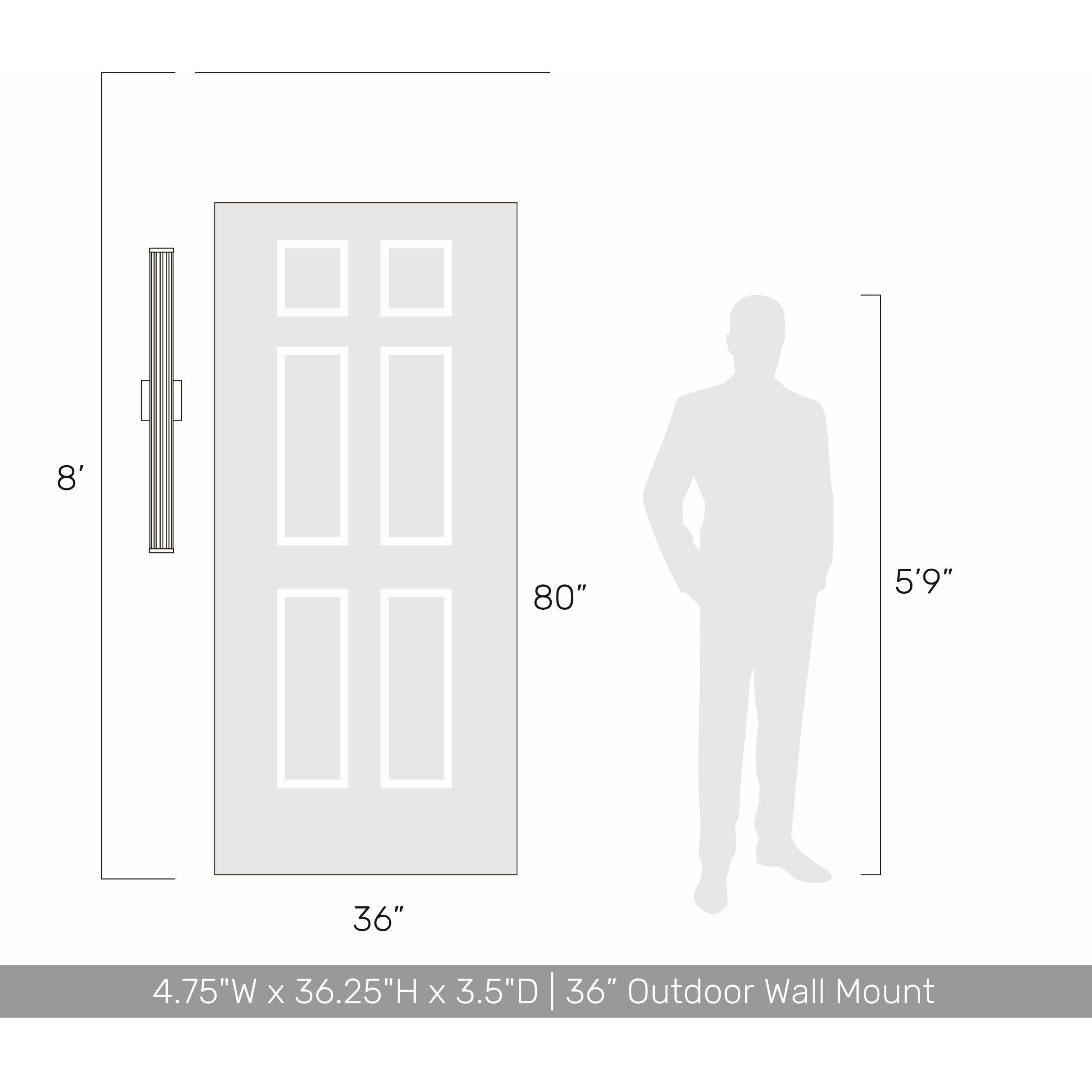 Rodara LED 36.25 inch Matte Black Outdoor Wall