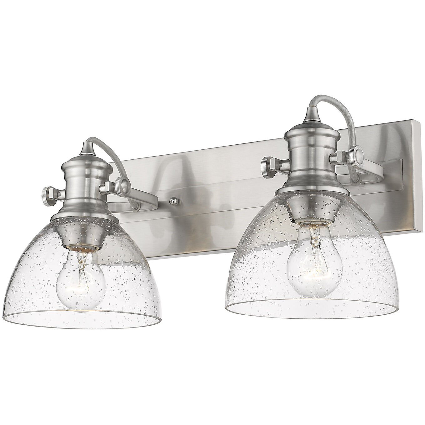Yep Hines 2 Light 17.88 inch Pewter Semi-Flush Mount Ceiling Light in Seeded Glass, Damp