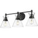Malta 3 Light 26.38 inch Matte Black Vanity Light Wall Light