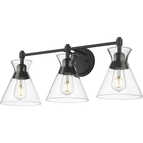 Malta 3 Light 26.38 inch Matte Black Vanity Light Wall Light