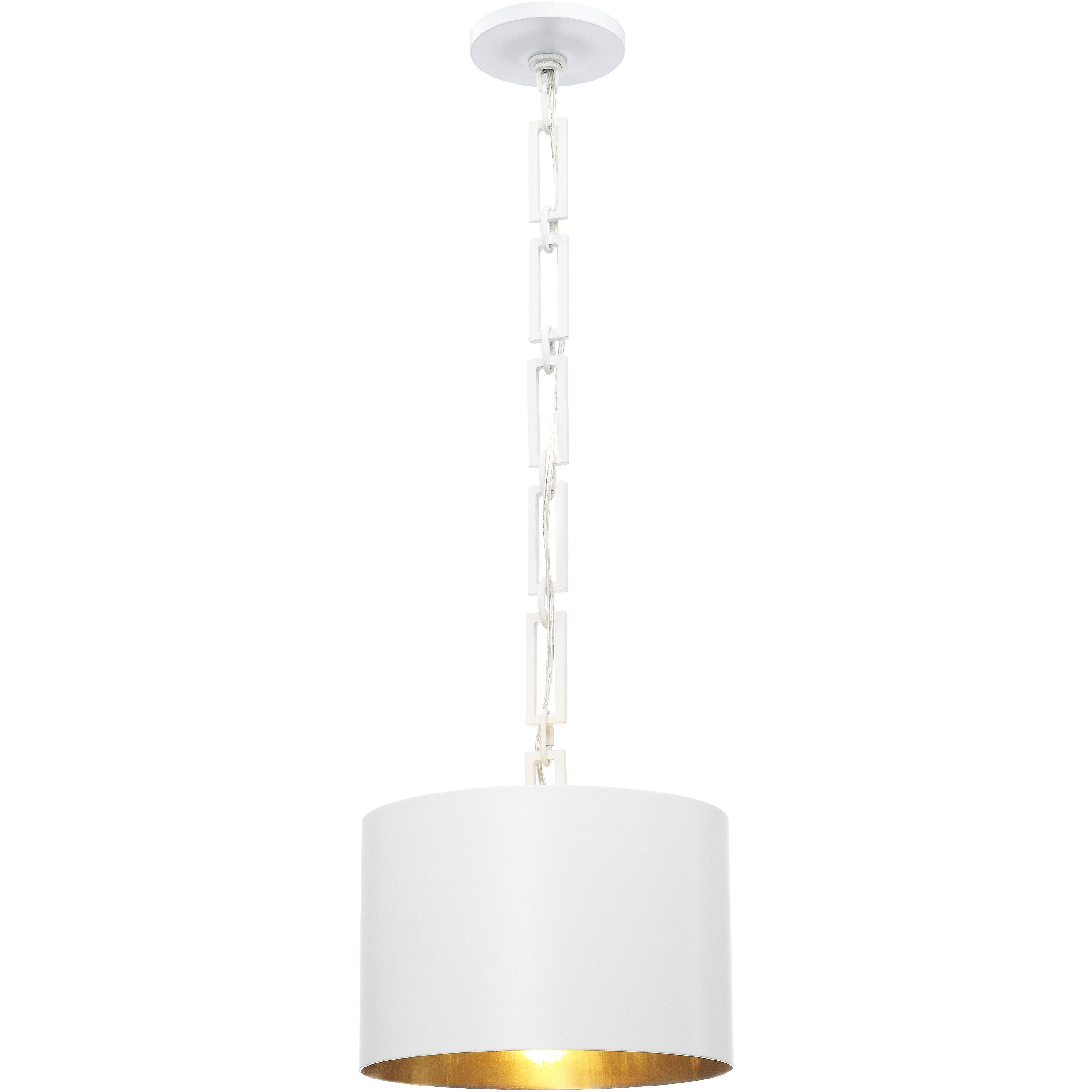 Alston 1 Light 12 inch Matte White and Antique Gold Mini Pendant Ceiling Light